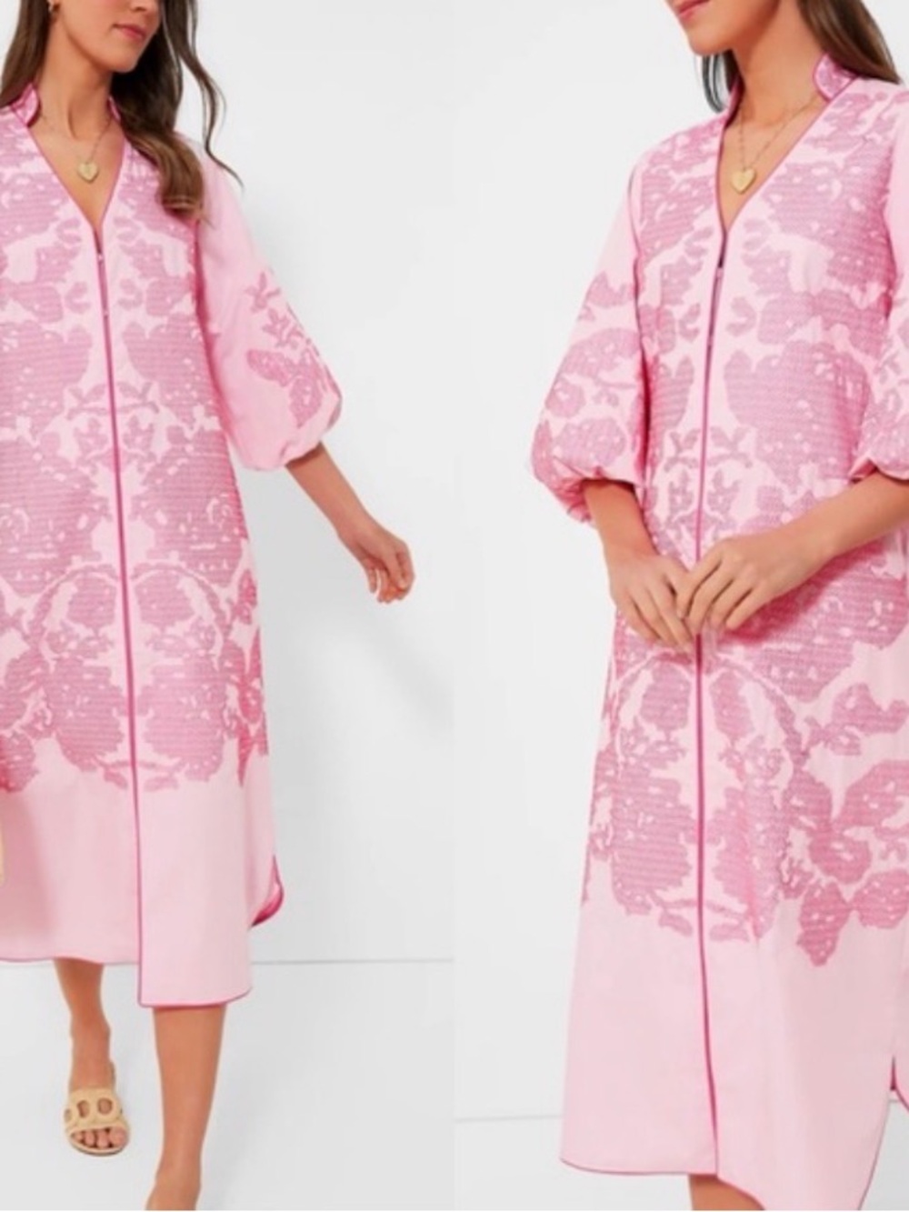 Hyacinth House Light Pink Embroidery Arem Caftan Dress - Picture 2 of 13